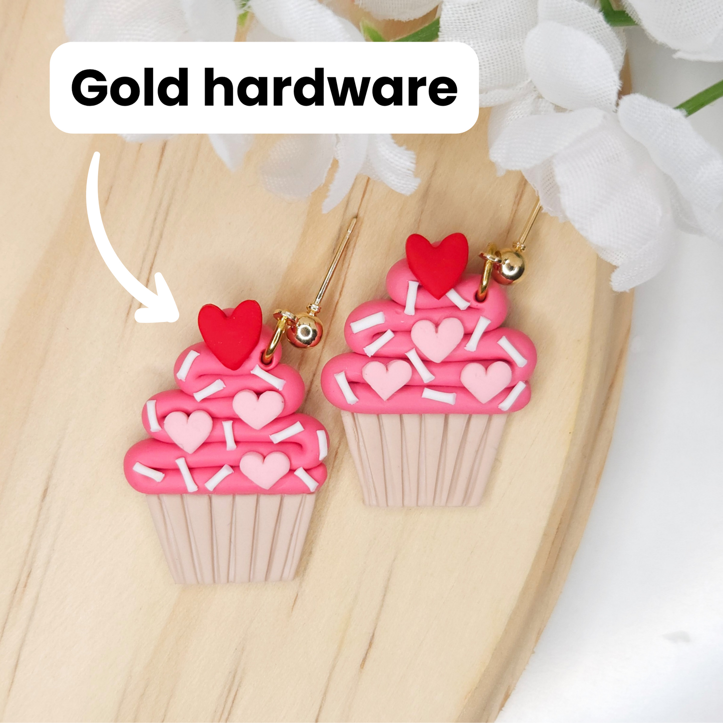 Handmade Cupcake Valentine's Day Polymer Clay Earrings