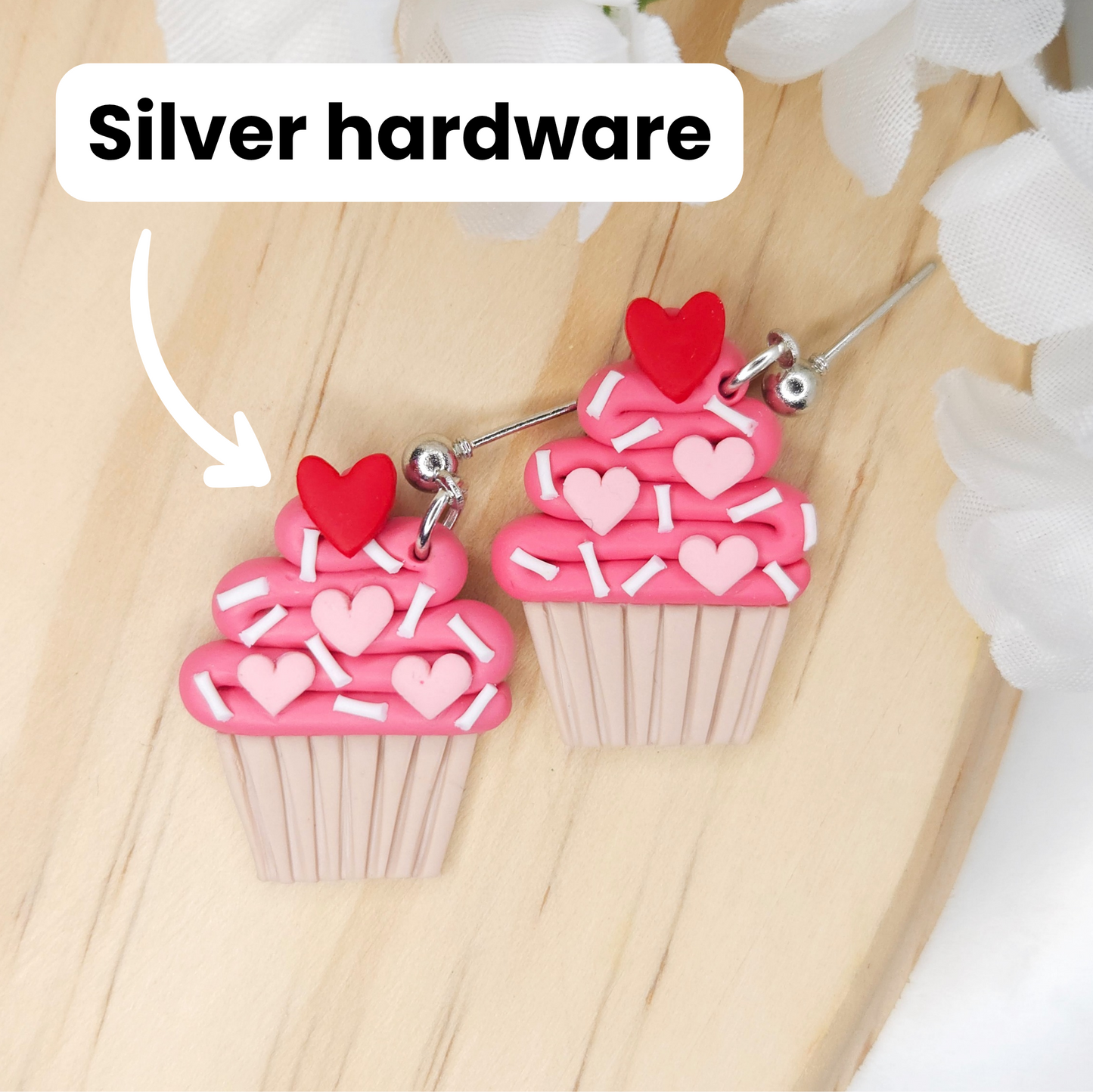 Handmade Cupcake Valentine's Day Polymer Clay Earrings