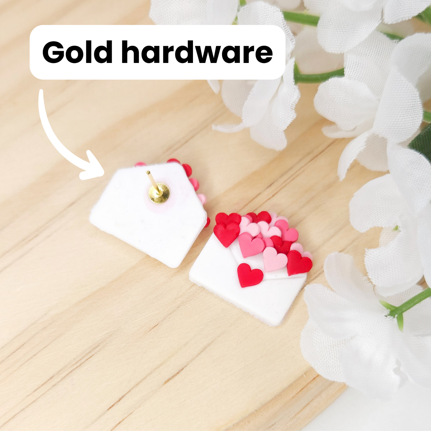 Envelope Valentine's Day Polymer Clay Studs Earrings