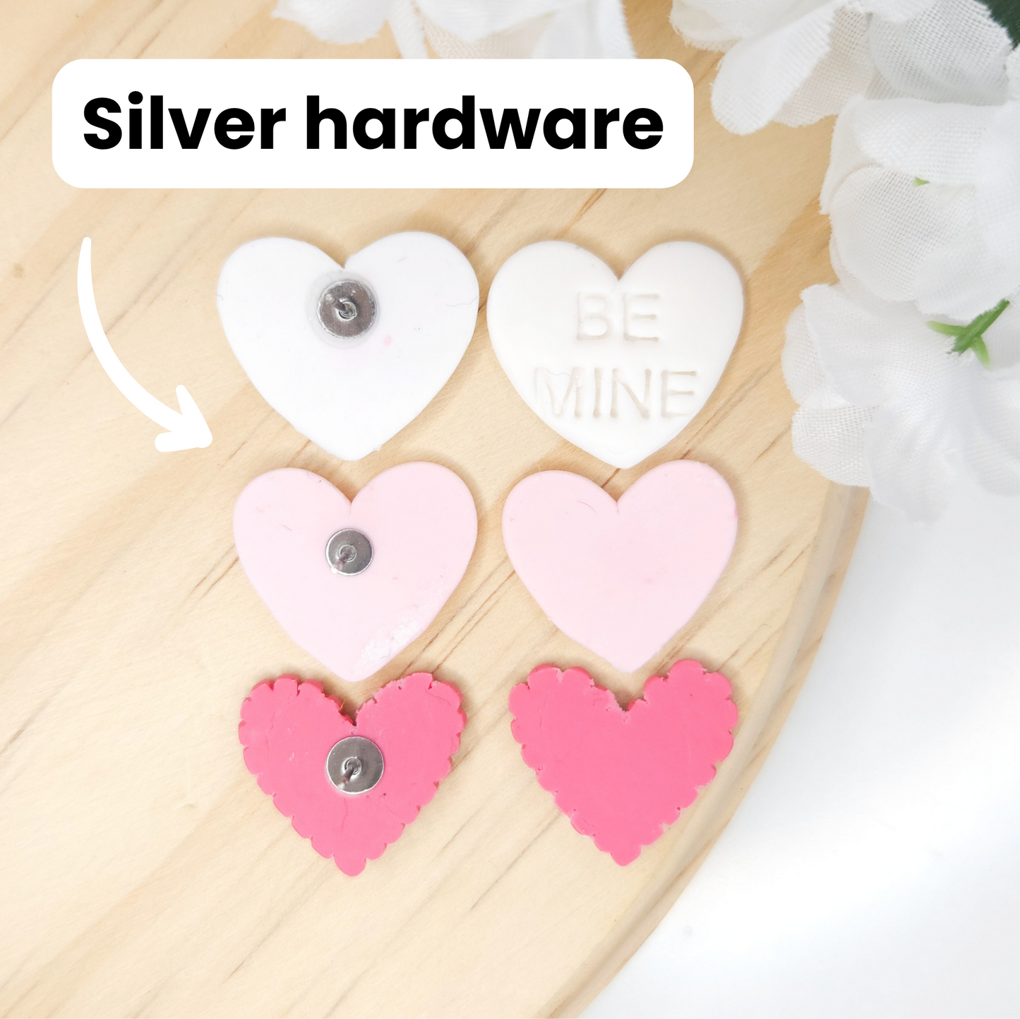Valentine's Day Conversational Heart Polymer Clay Stud Pack