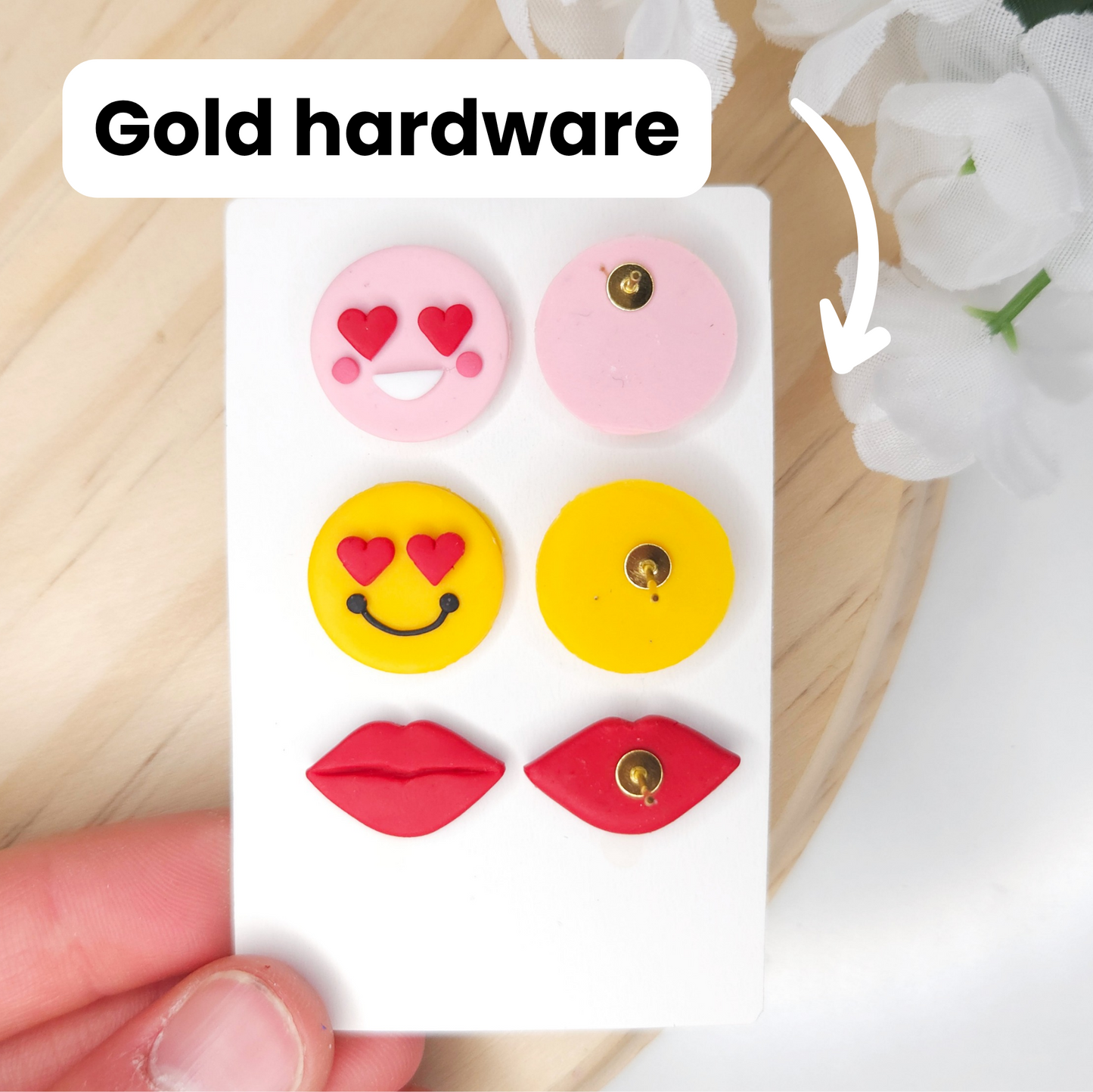 Heart Emoji Valentine's Day Polymer Clay Stud Earrings