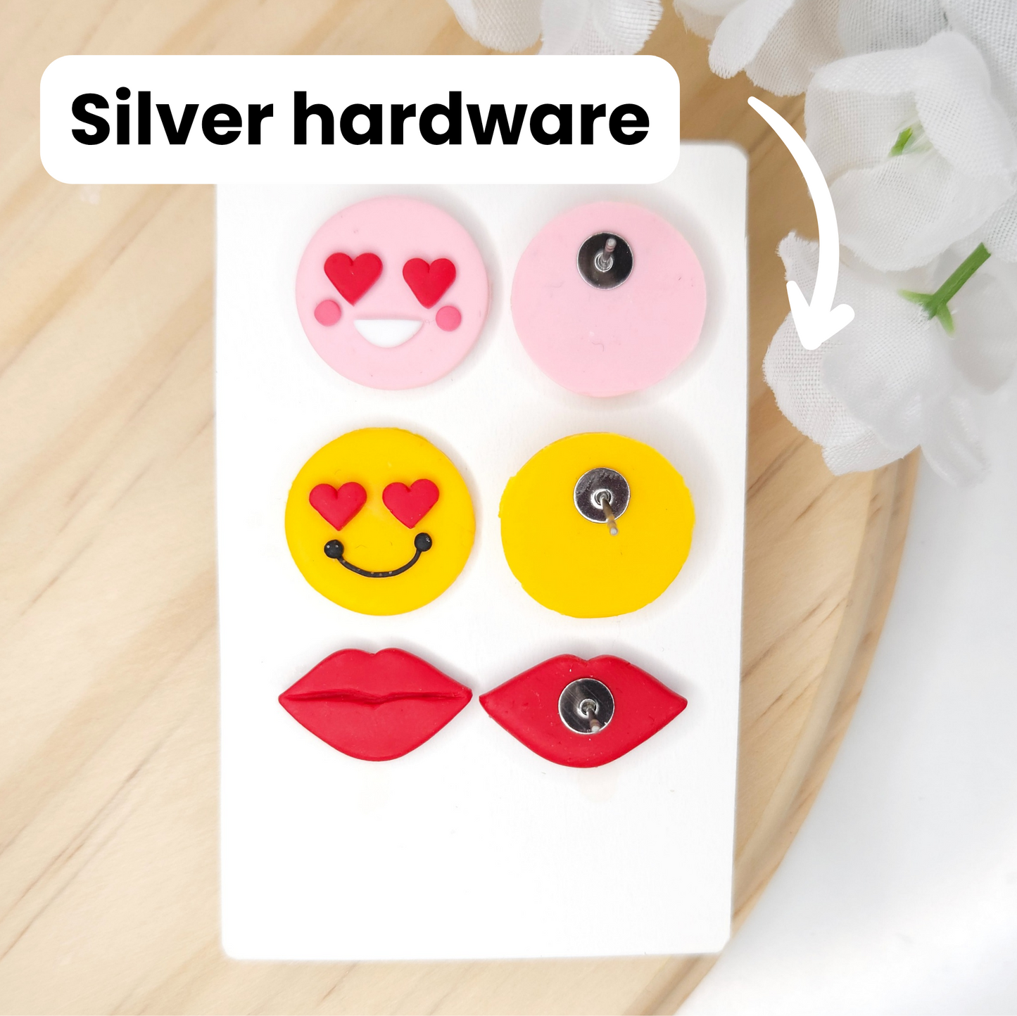 Heart Emoji Valentine's Day Polymer Clay Stud Earrings