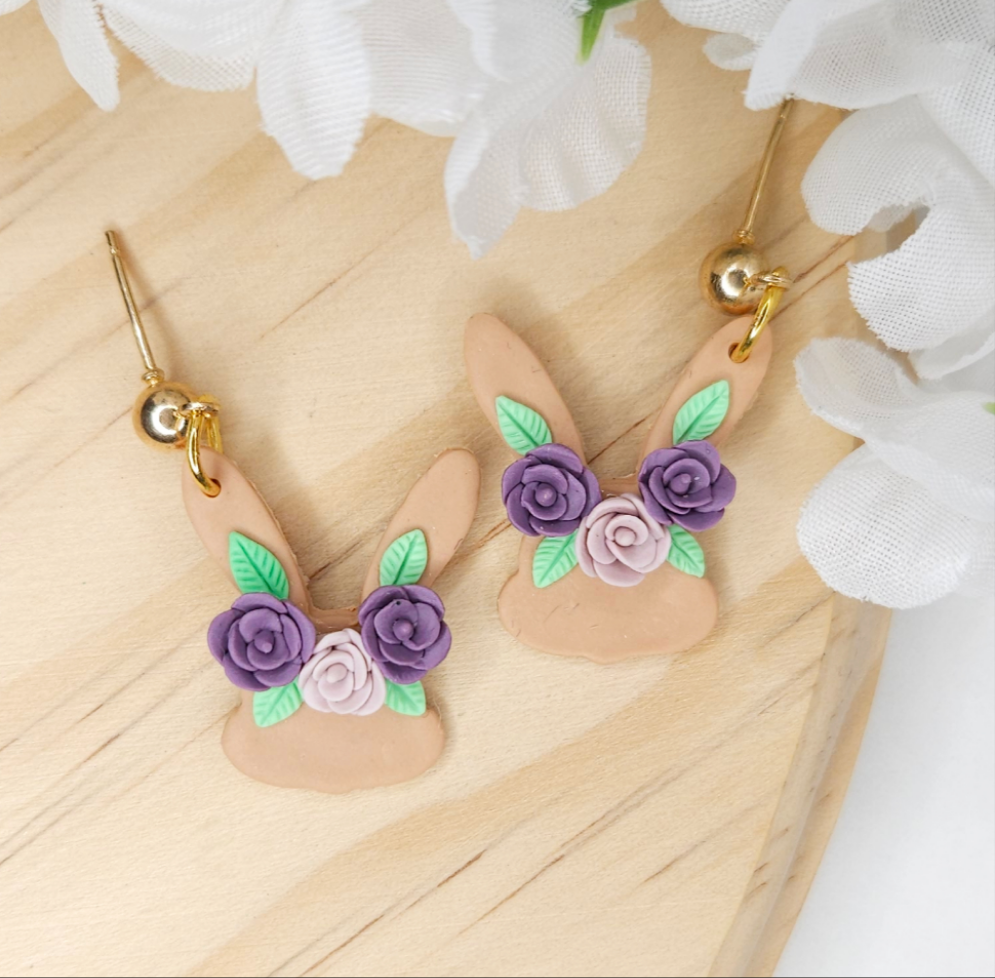 Handmade Bunny Easter Polymer Clay Earrings
