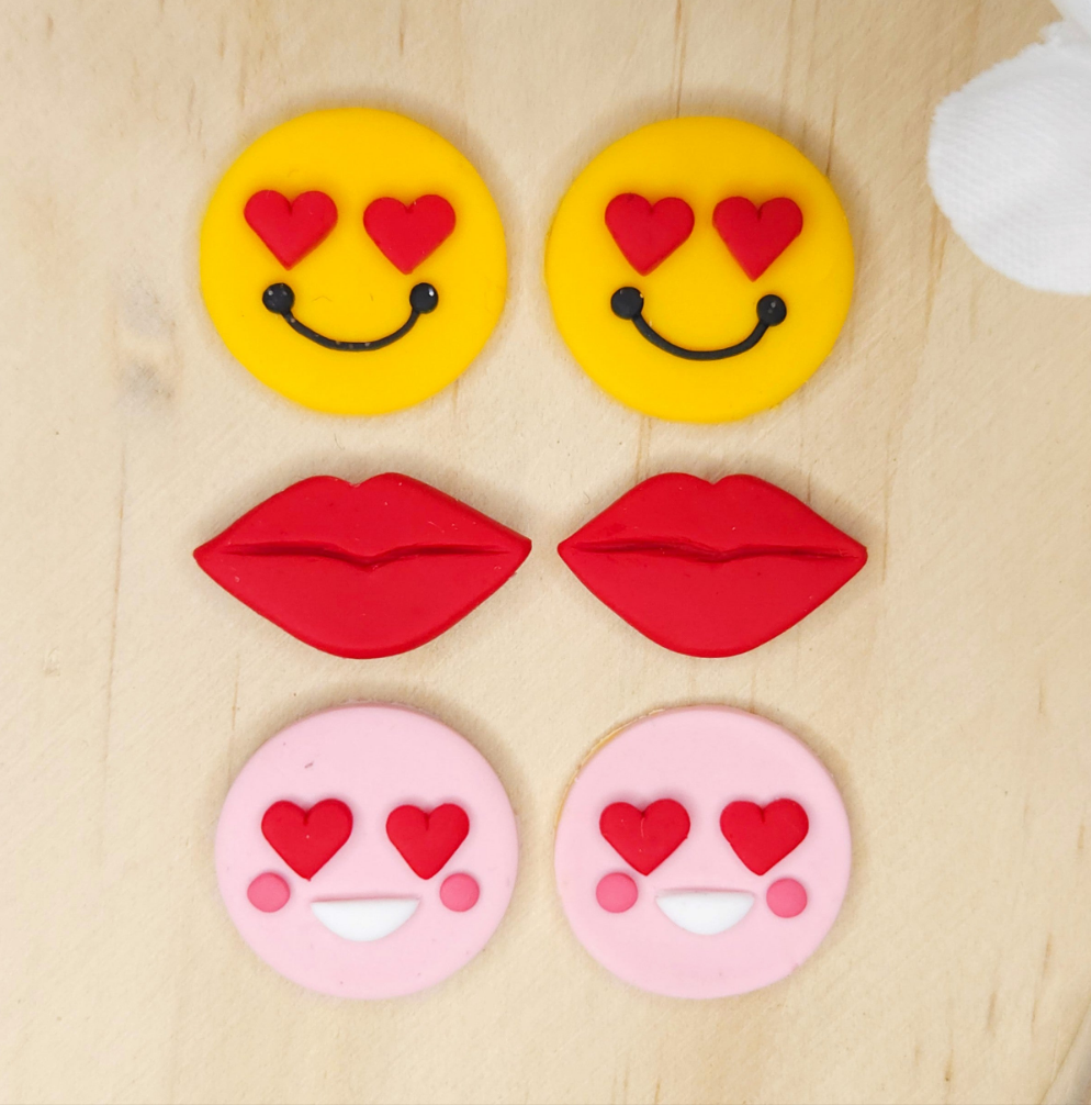 Heart Emoji Valentine's Day Polymer Clay Stud Earrings