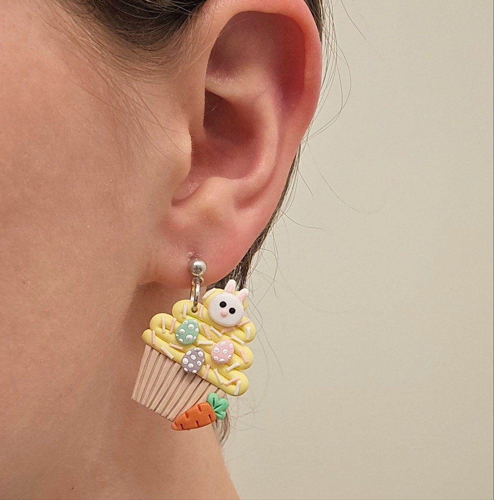 Easter Cupcake Polymer Clay Handmade Earrings