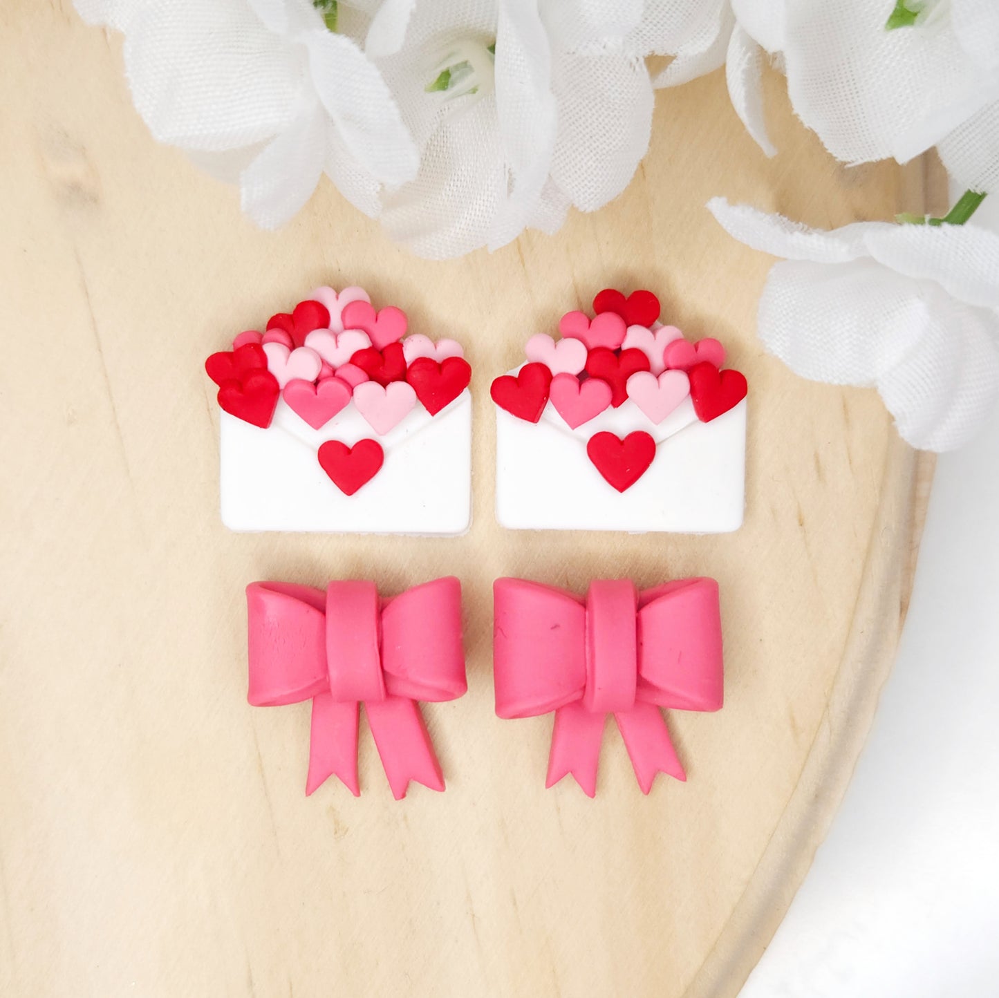 Envelope Valentine's Day Polymer Clay Studs Earrings