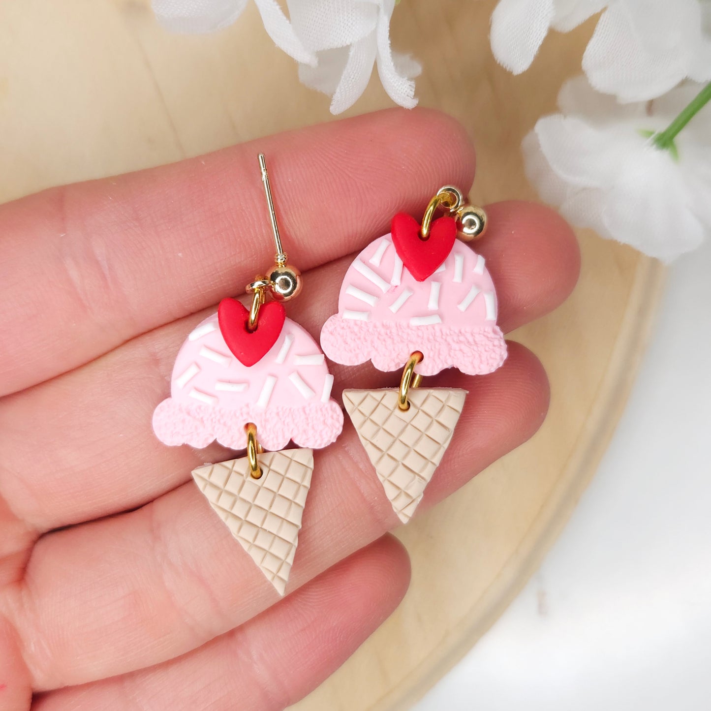 Handmade Ice Cream Valentine's Day Clay Earrings