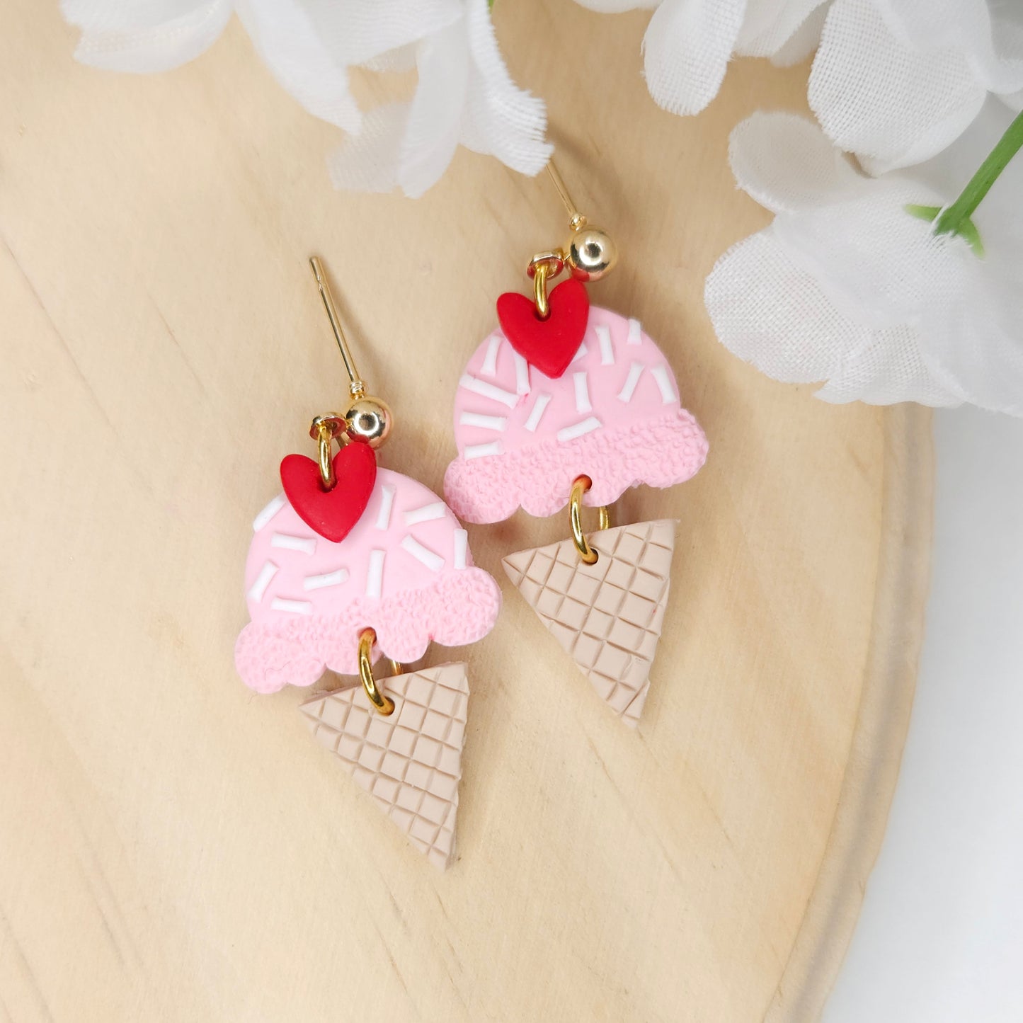 Handmade Ice Cream Valentine's Day Clay Earrings