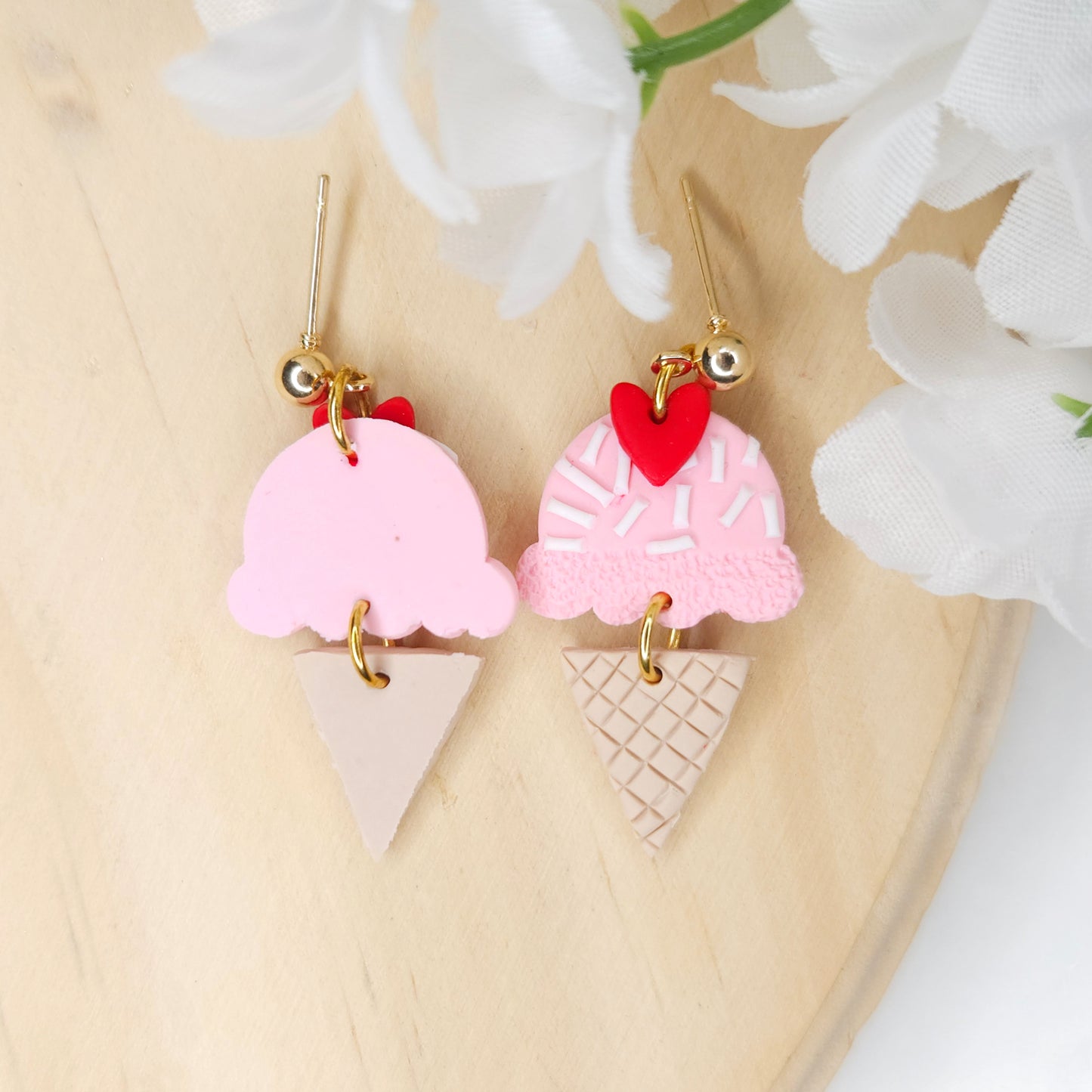 Handmade Ice Cream Valentine's Day Clay Earrings