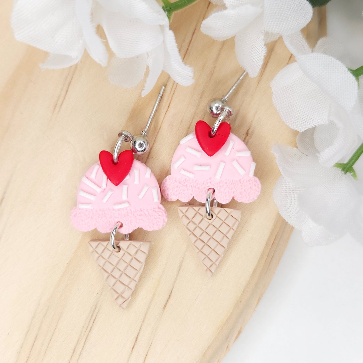 Handmade Ice Cream Valentine's Day Clay Earrings