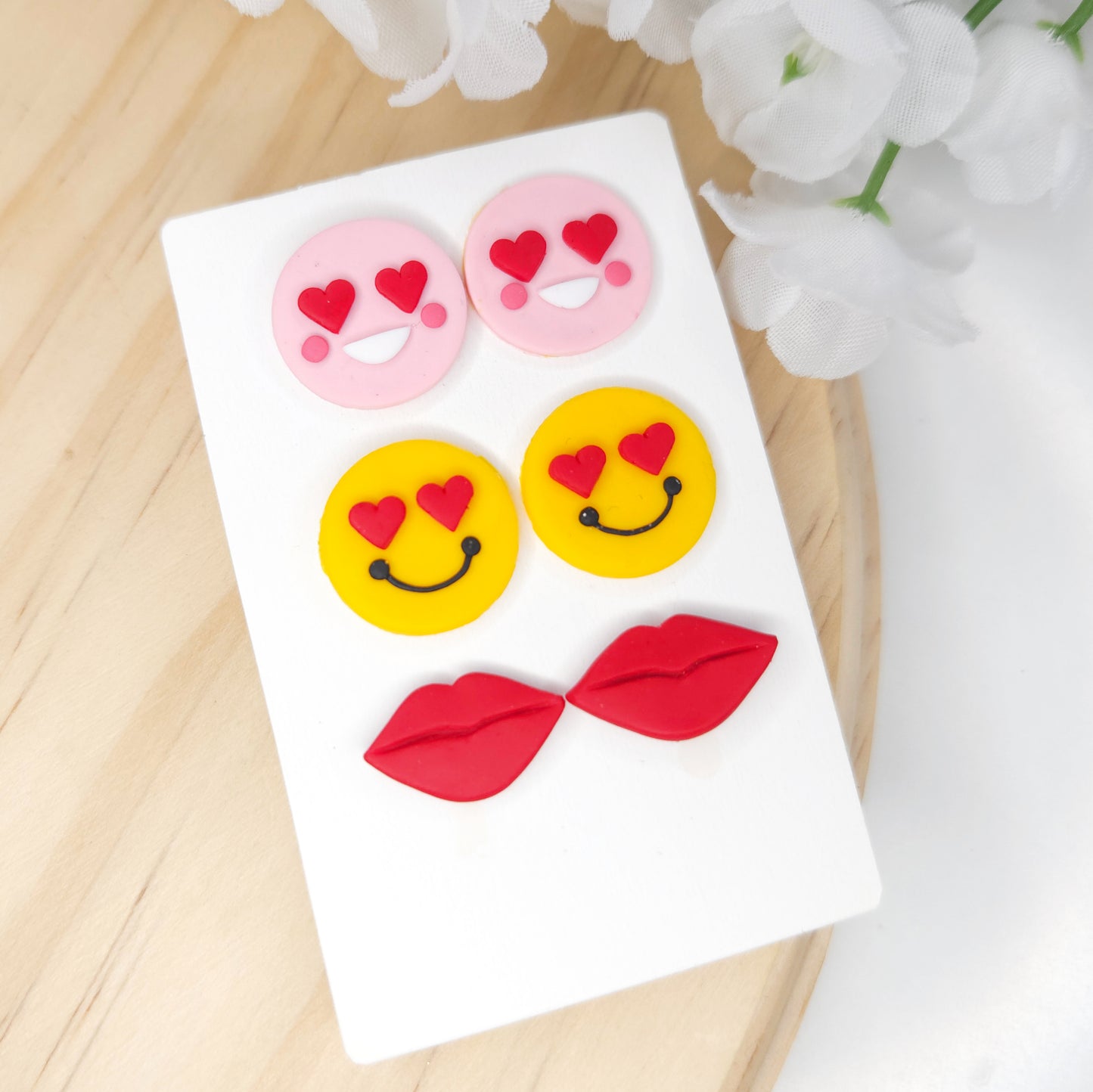Heart Emoji Valentine's Day Polymer Clay Stud Earrings