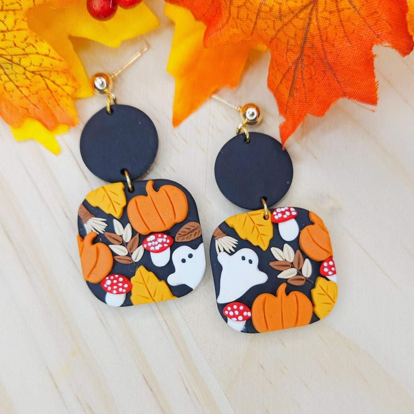 Handmade Halloween Fall Polymer Clay Earrings