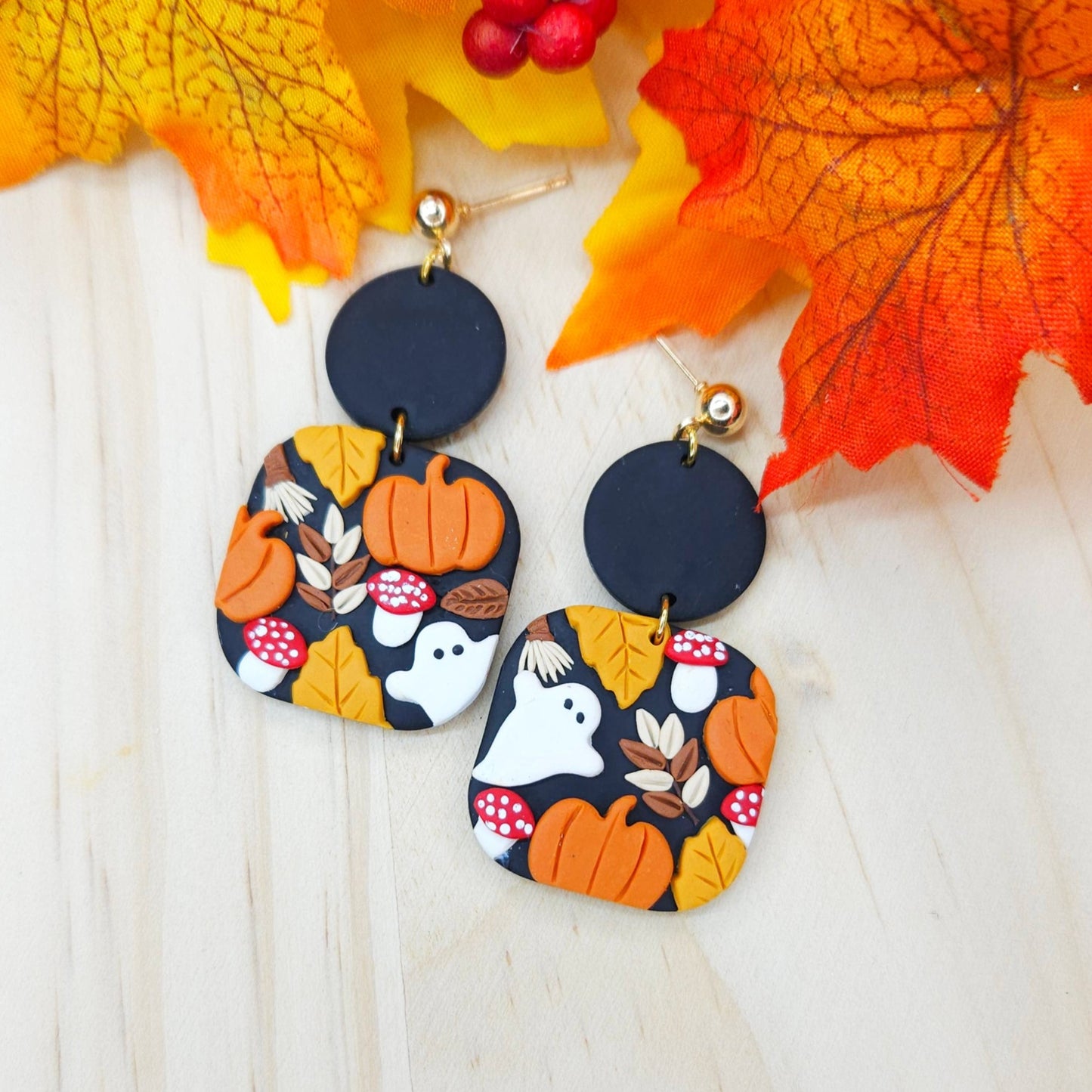 Handmade Halloween Fall Polymer Clay Earrings
