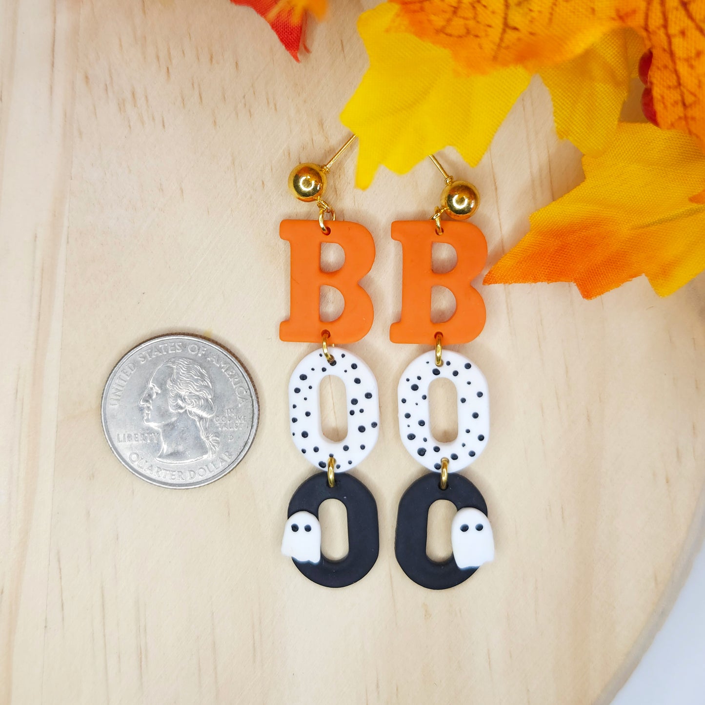 Handmade BOO Halloween Polymer Clay Earrings