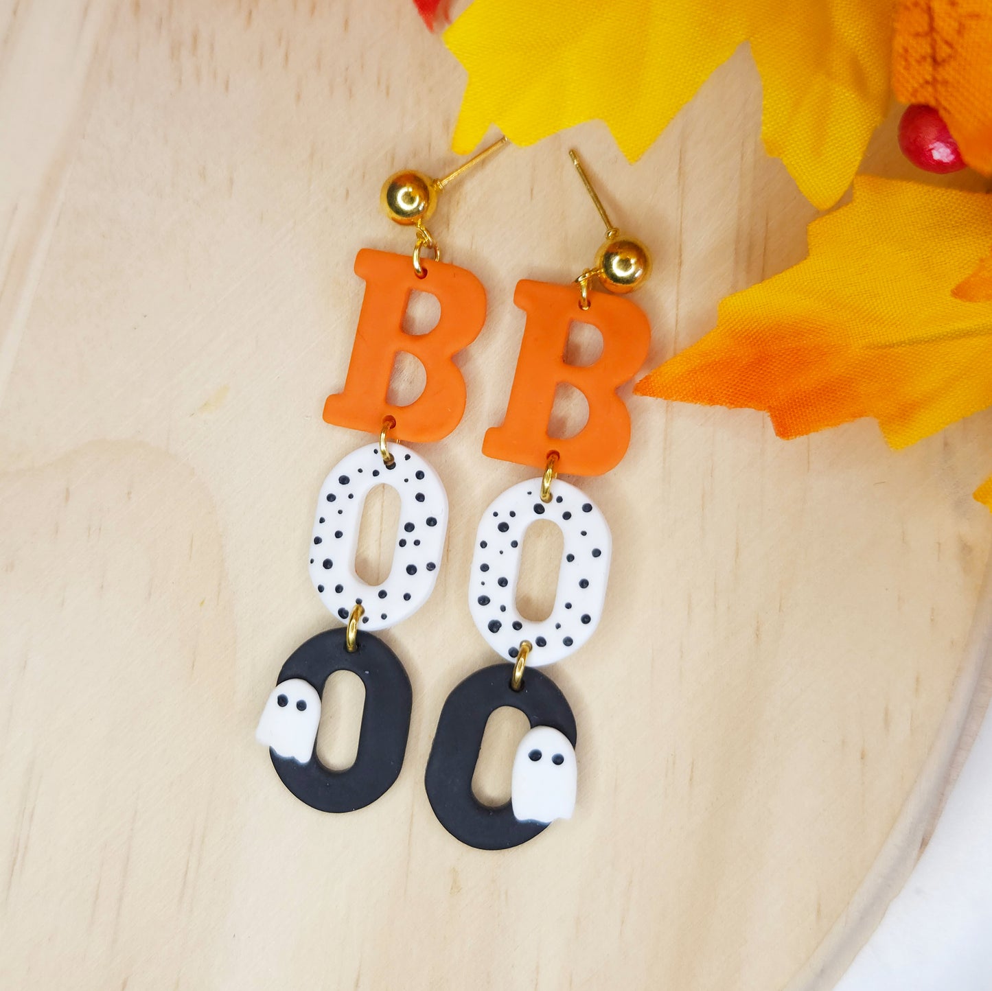 Handmade BOO Halloween Polymer Clay Earrings