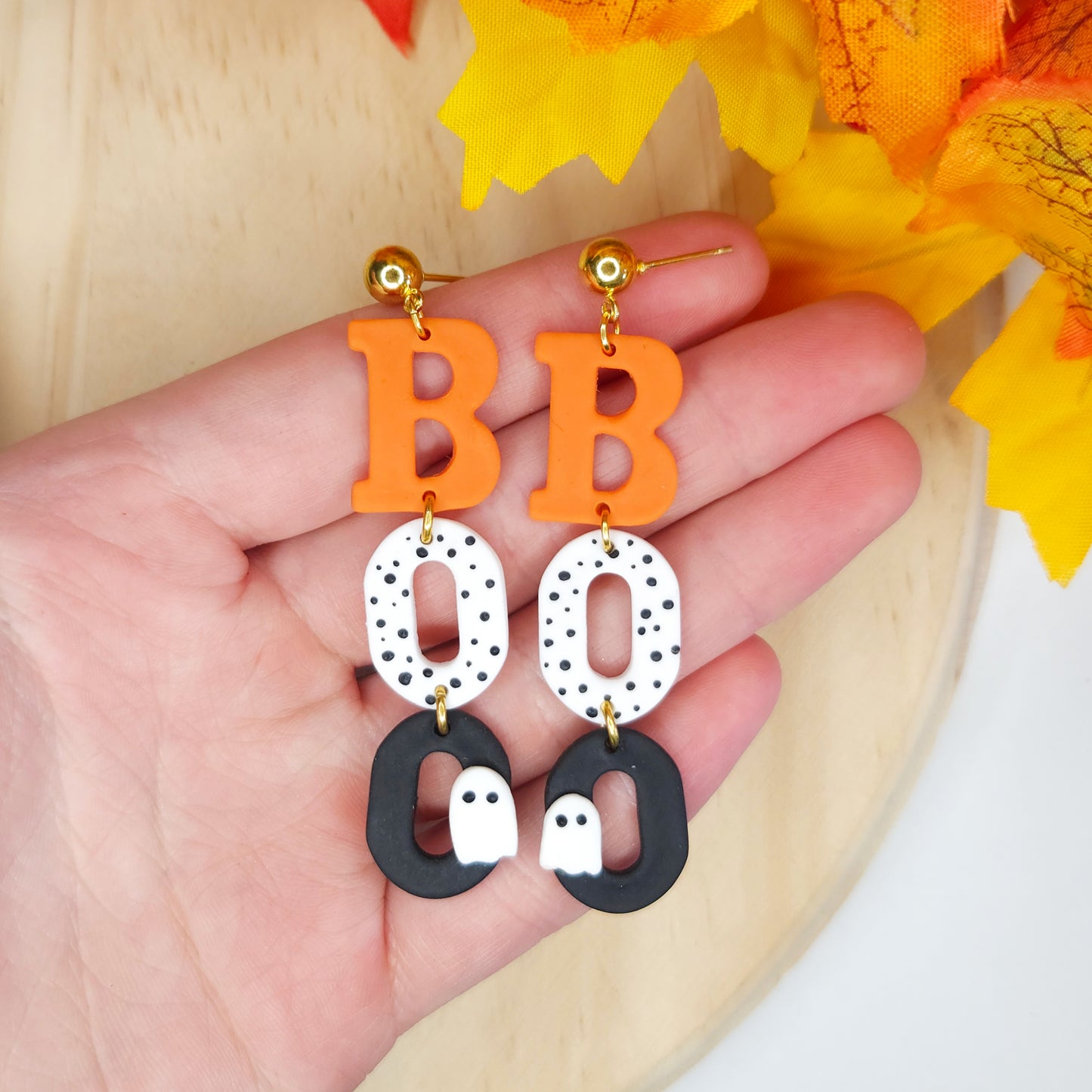 Handmade BOO Halloween Polymer Clay Earrings