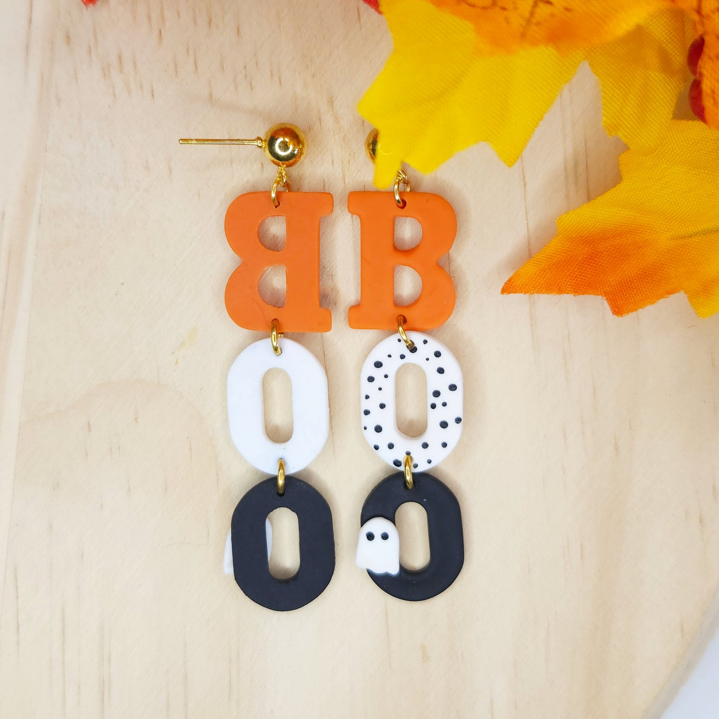 Handmade BOO Halloween Polymer Clay Earrings