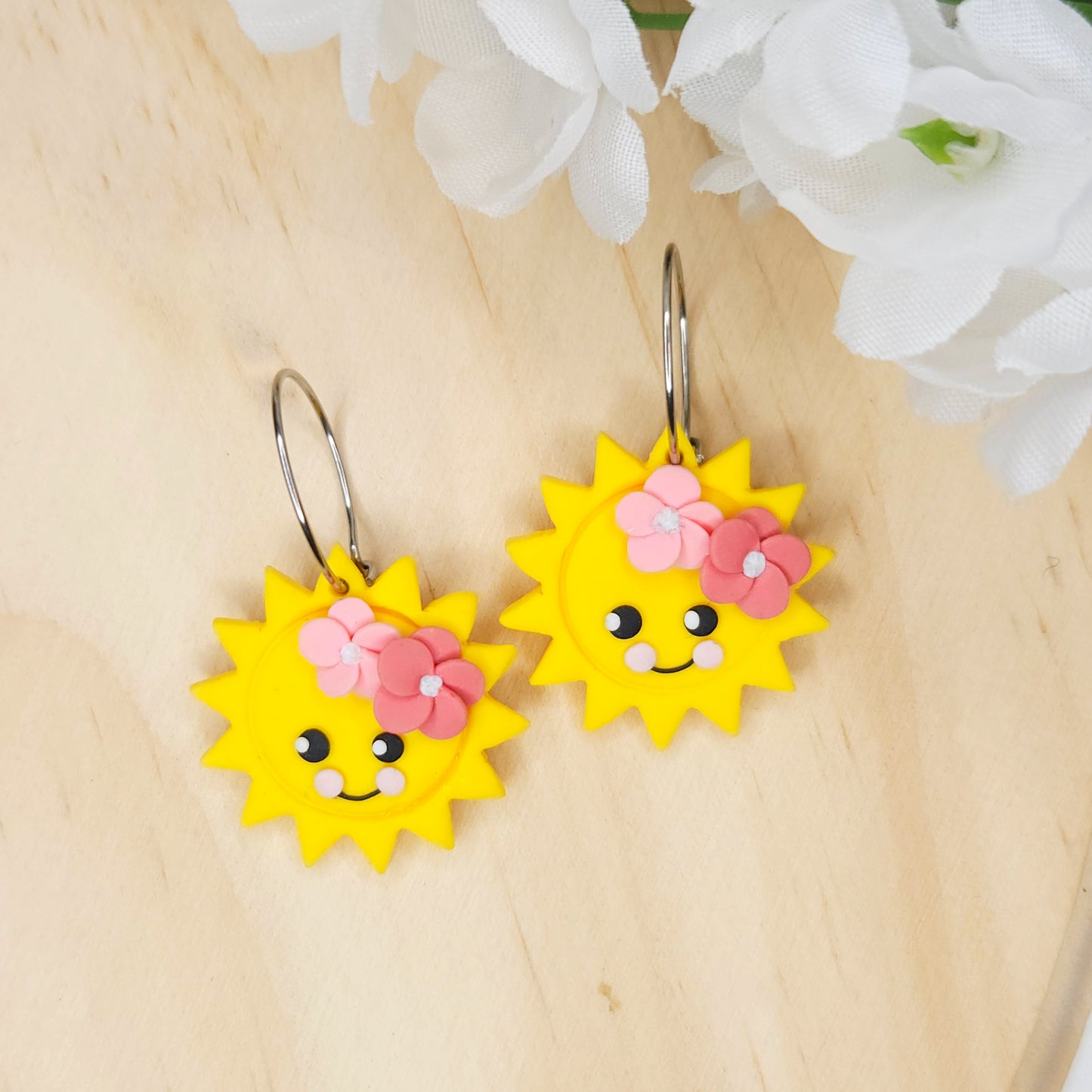 Handmade Polymer Clay Summer Sun Earrings