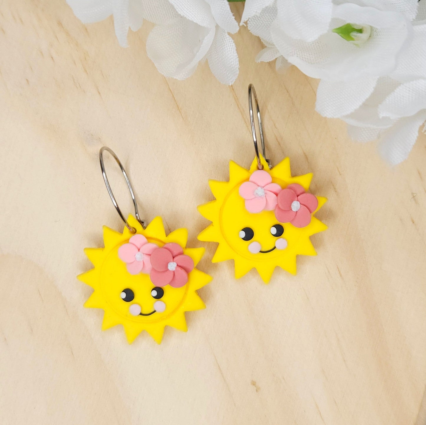 Handmade Polymer Clay Summer Sun Earrings