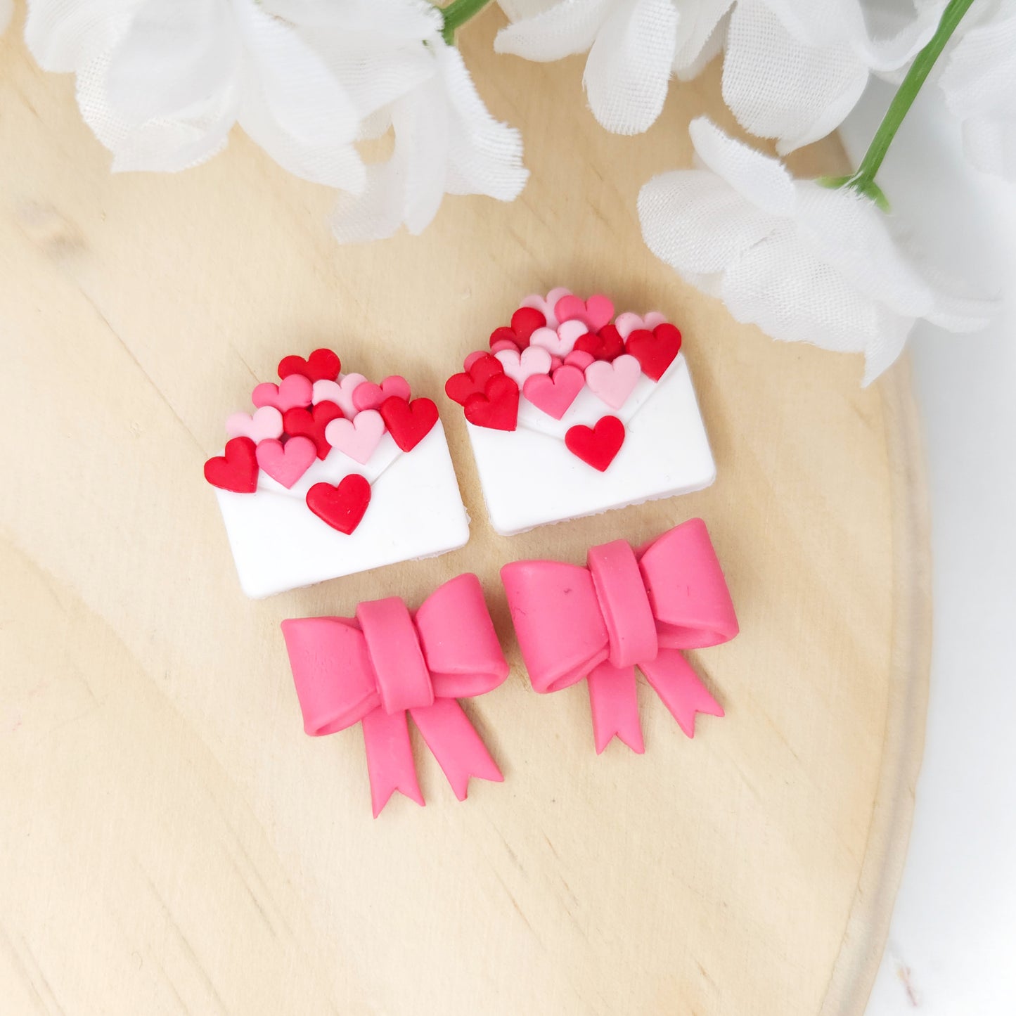 Envelope Valentine's Day Polymer Clay Studs Earrings