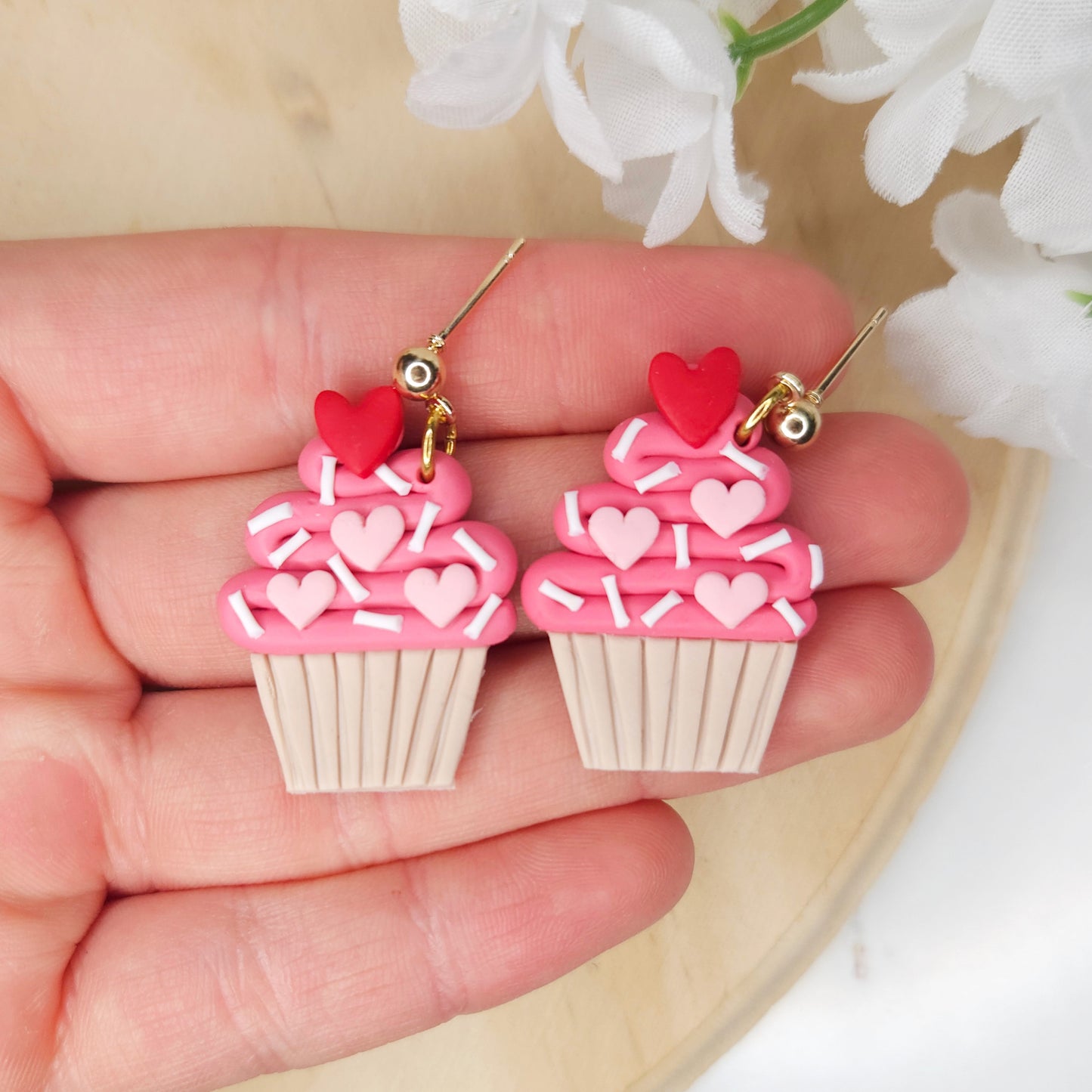 Handmade Cupcake Valentine's Day Polymer Clay Earrings