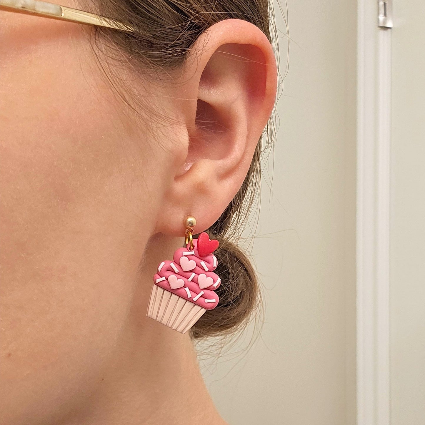 Handmade Cupcake Valentine's Day Polymer Clay Earrings