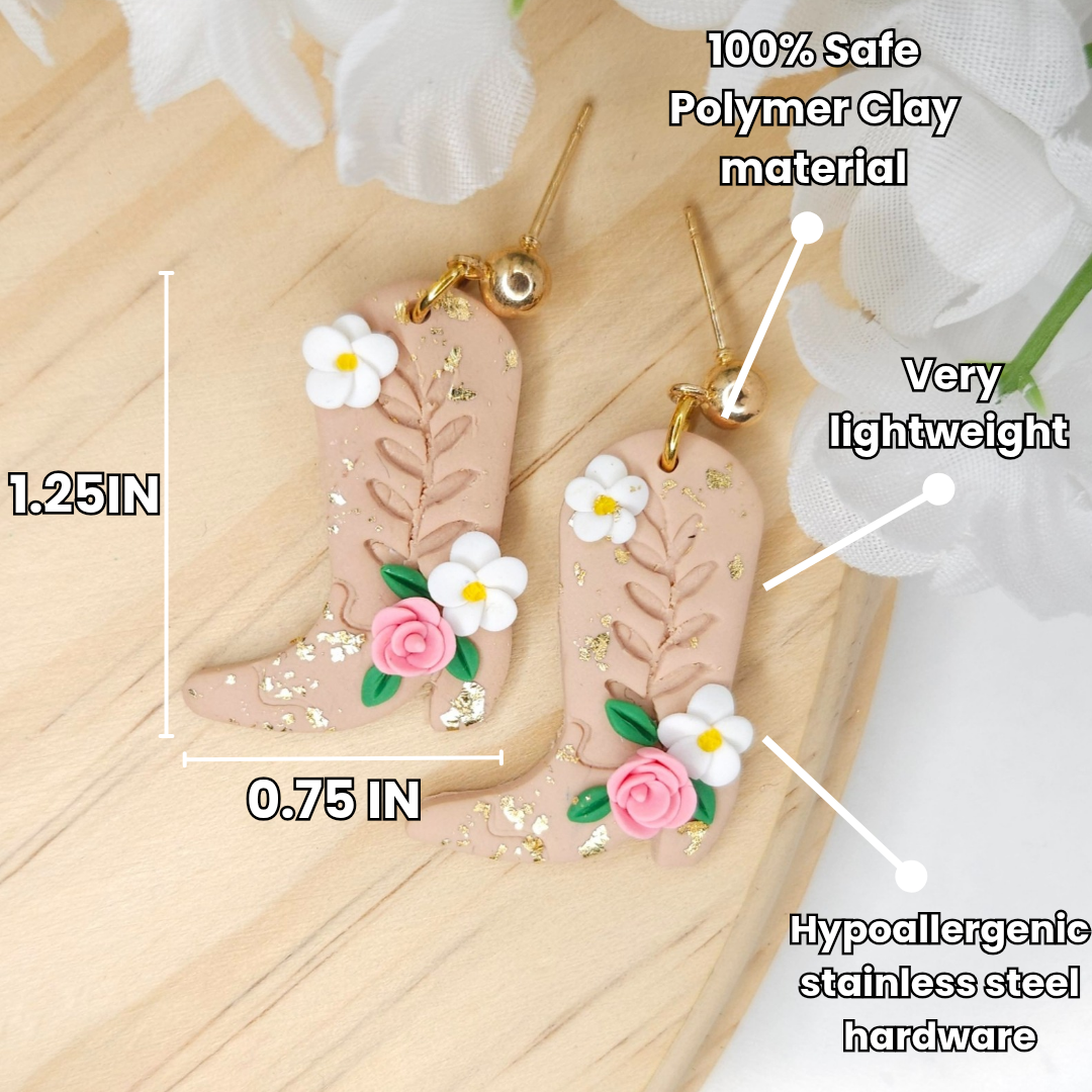 Cowboy Boots Easter Polymer Clay Earrings