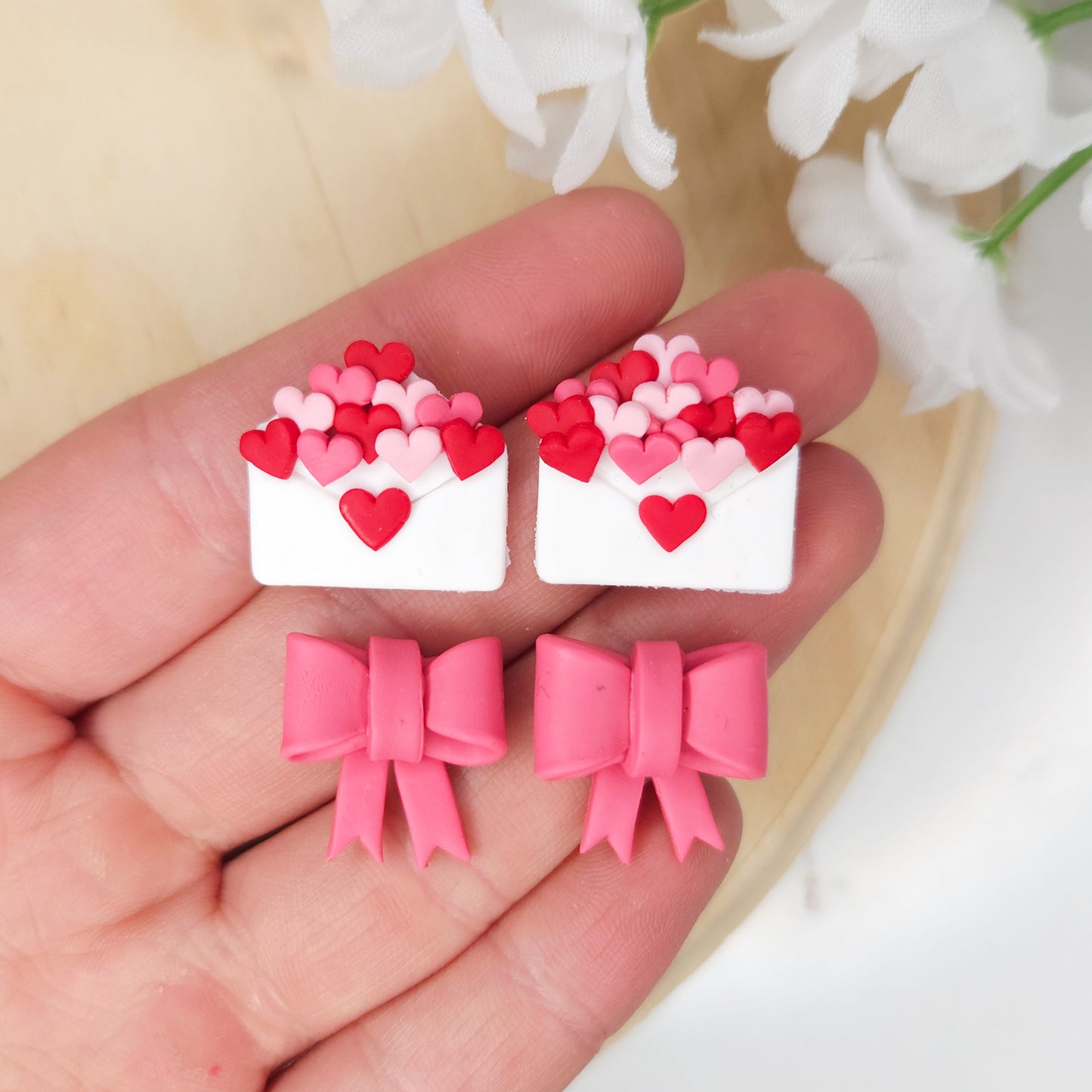 Envelope Valentine's Day Polymer Clay Studs Earrings