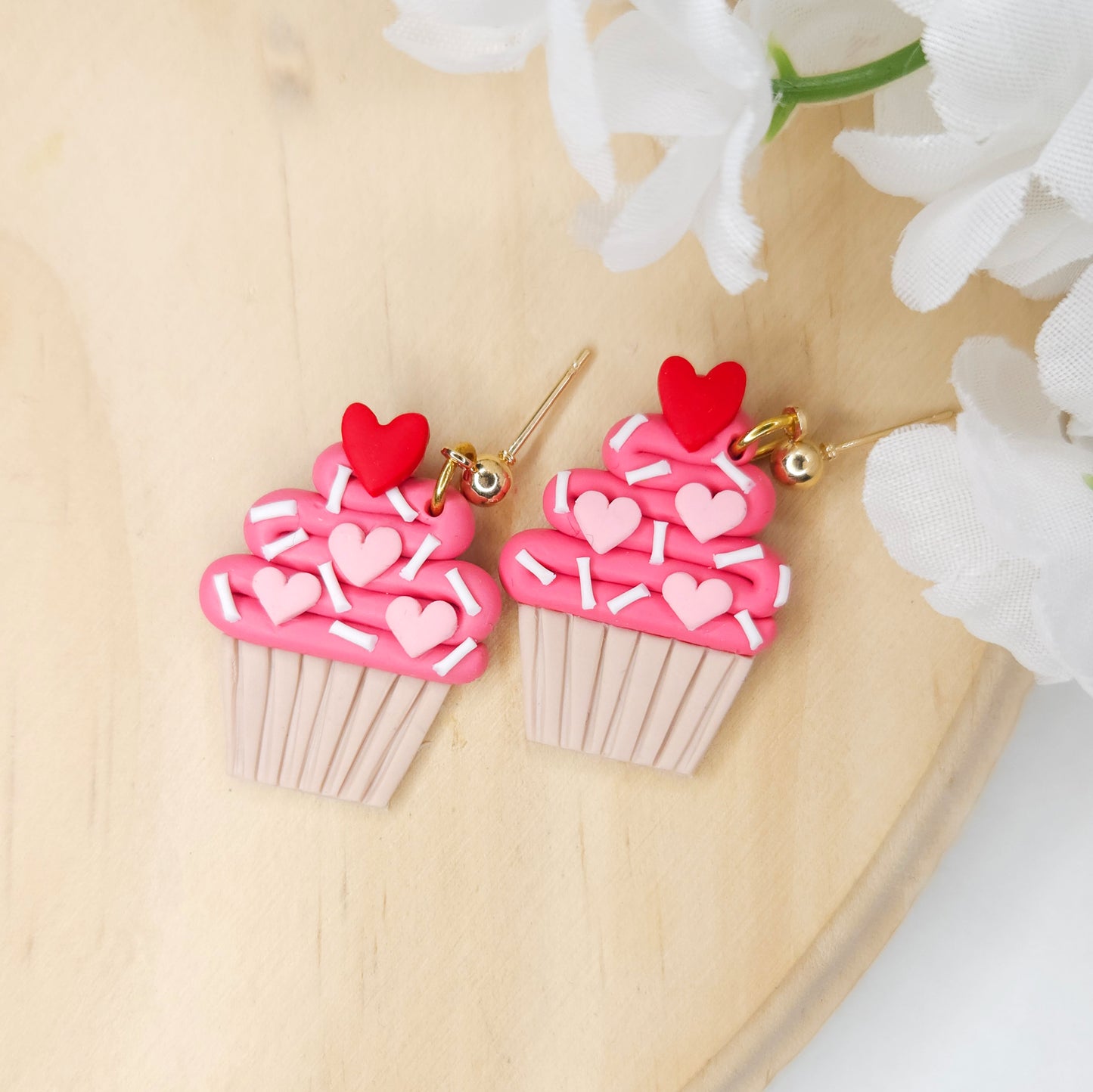 Handmade Cupcake Valentine's Day Polymer Clay Earrings