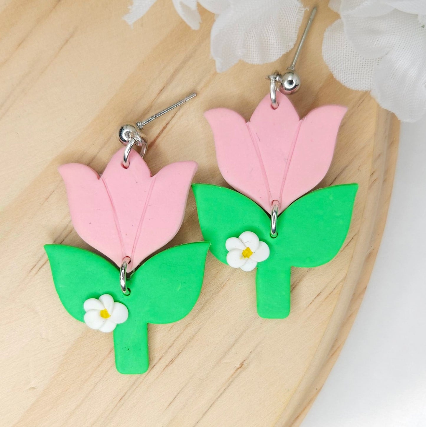 Handmade Tulip Easter Polymer Clay Earrings