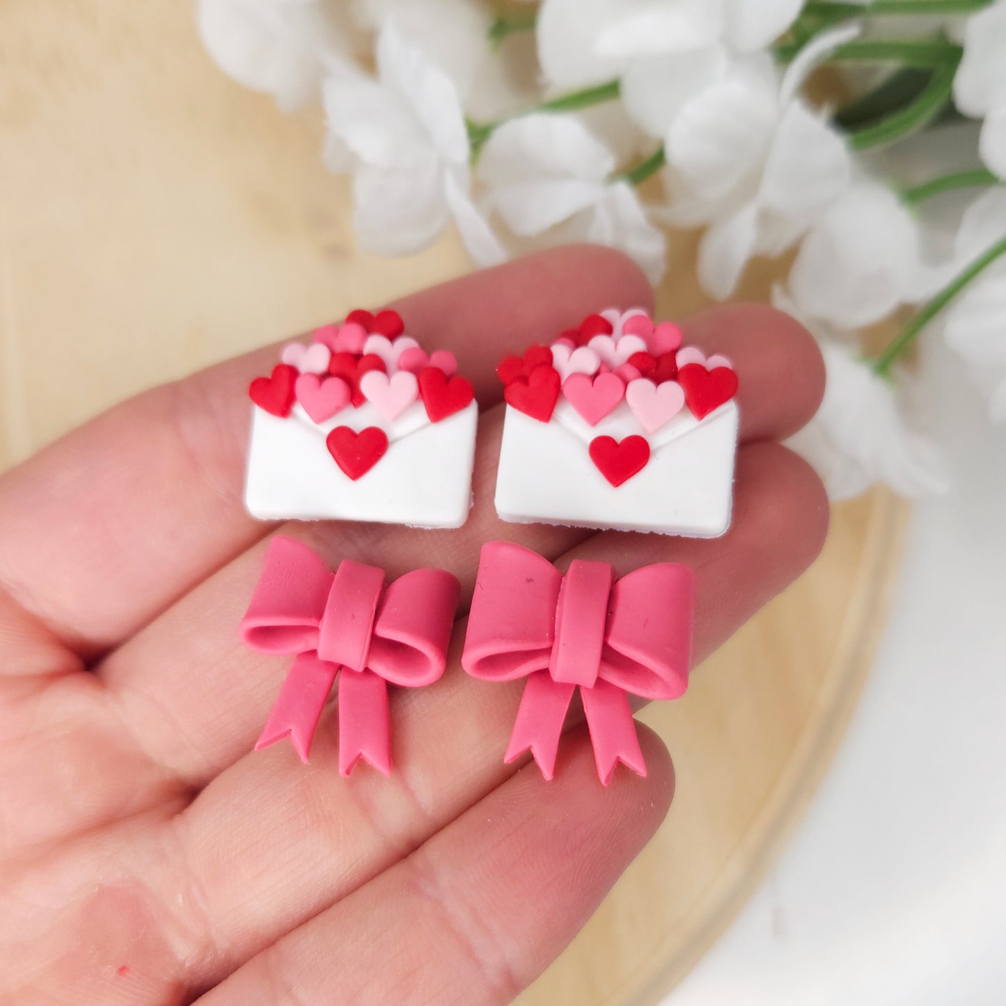 Envelope Valentine's Day Polymer Clay Studs Earrings