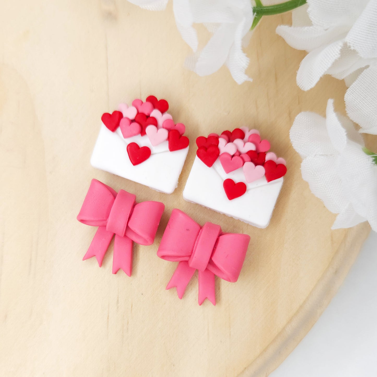 Envelope Valentine's Day Polymer Clay Studs Earrings