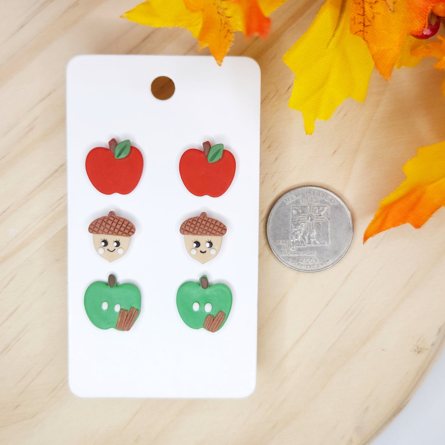 Handmade Fall Acorn Polymer Clay Earrings