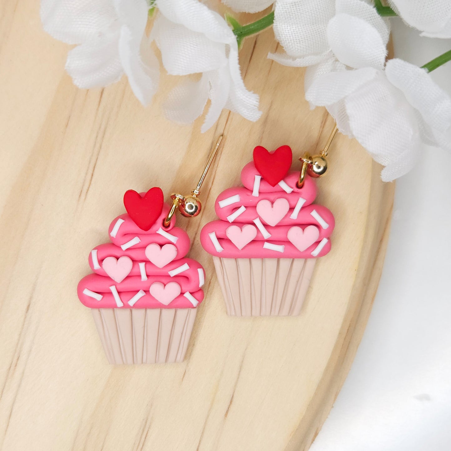 Handmade Cupcake Valentine's Day Polymer Clay Earrings