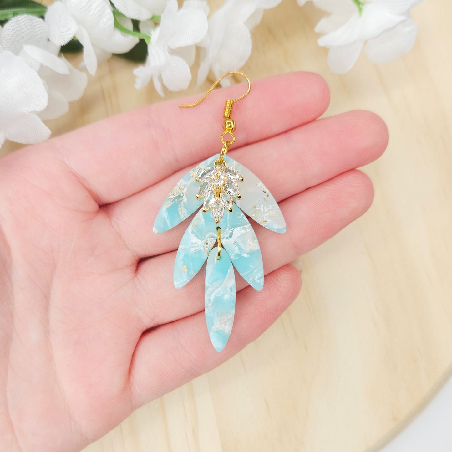 Handmade Marble Blue Minimalist Clay Earrings