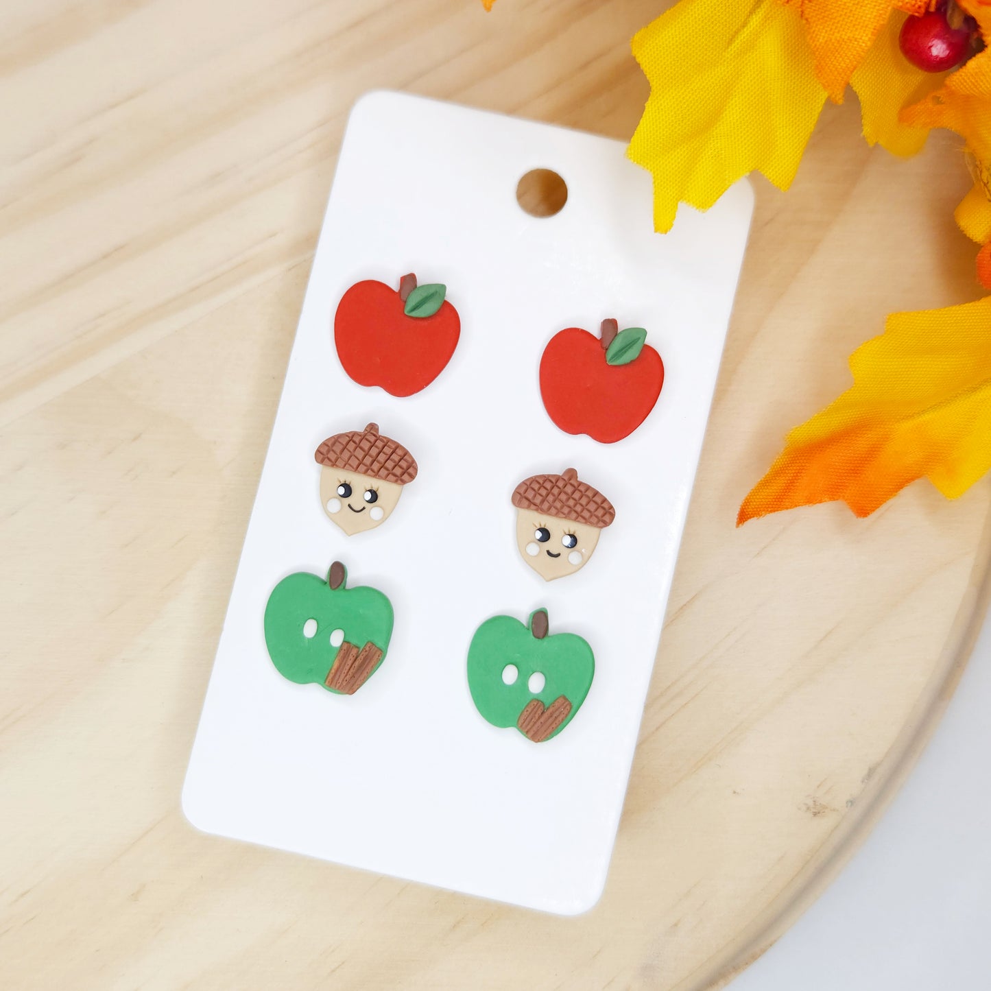 Handmade Fall Acorn Polymer Clay Earrings