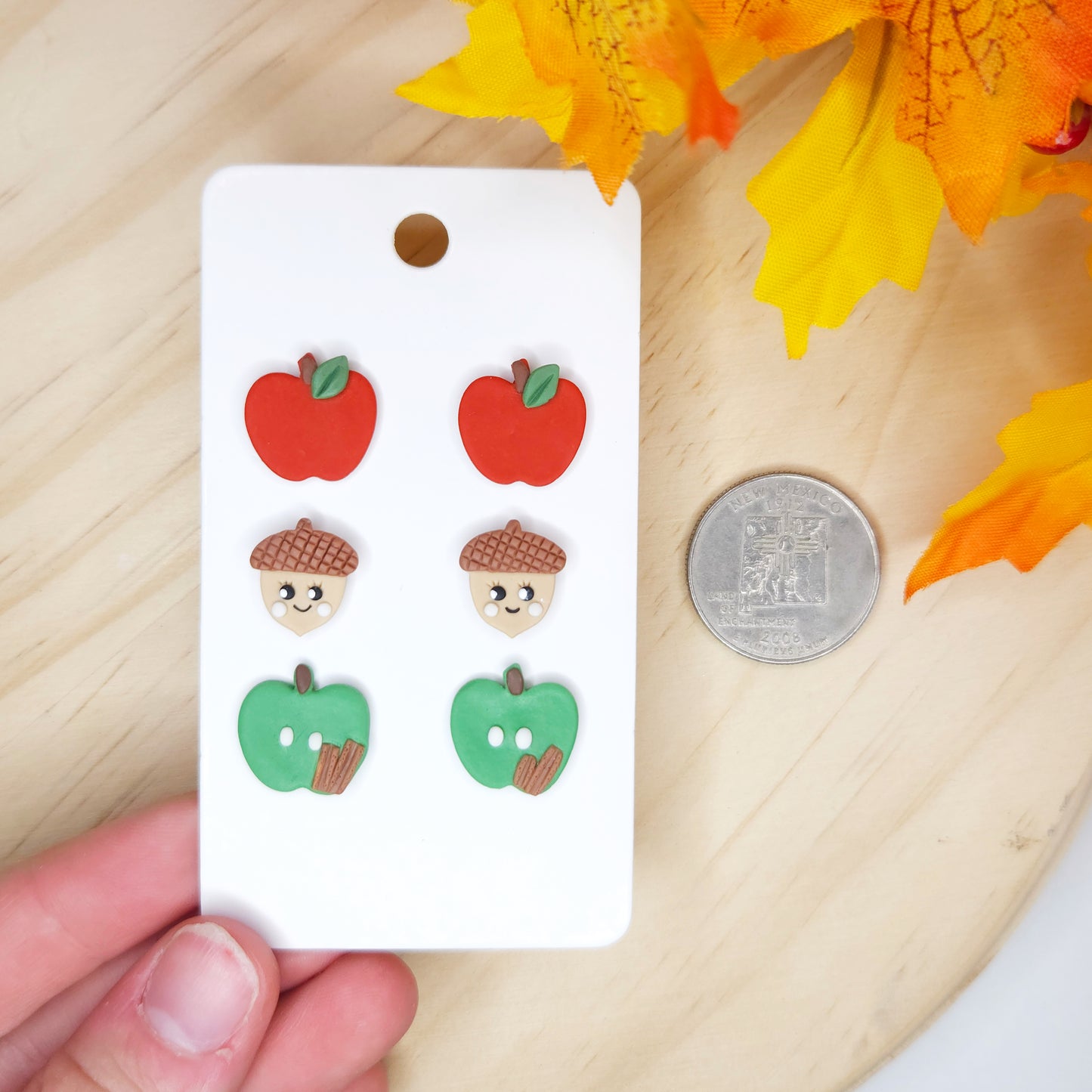 Handmade Fall Acorn Polymer Clay Earrings