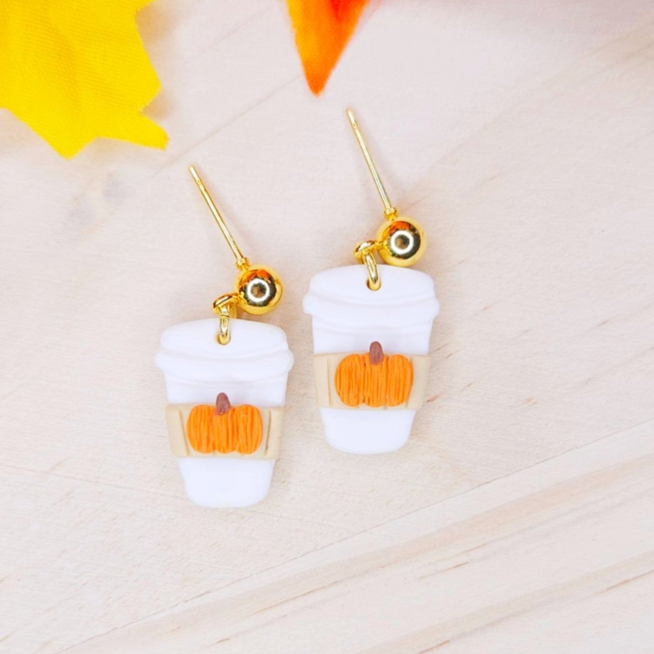 Handmade Pumpkin Spice Polymer Clay Earrings