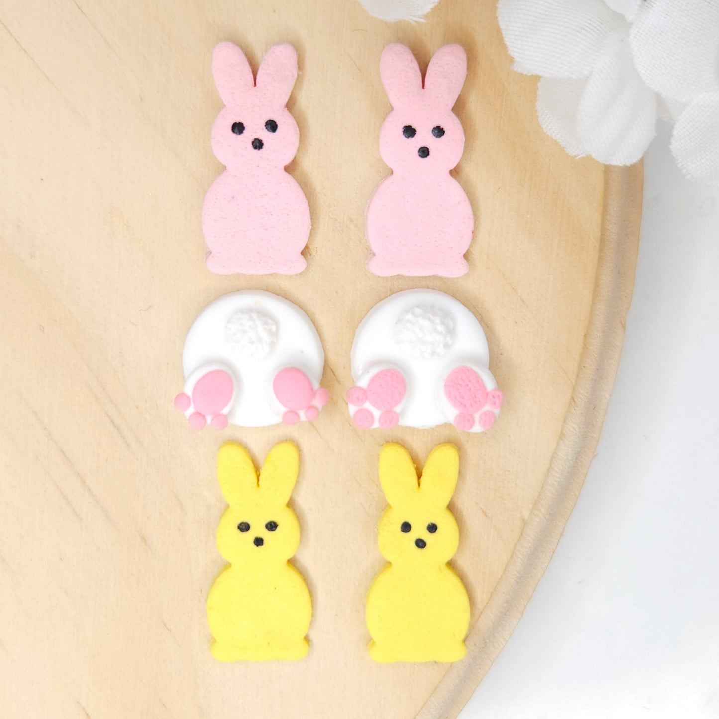 Handmade Easter Peep Bunny Clay Earrings