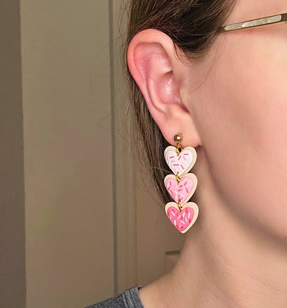 Handmade Valentine's Day Cookie Clay Earrings