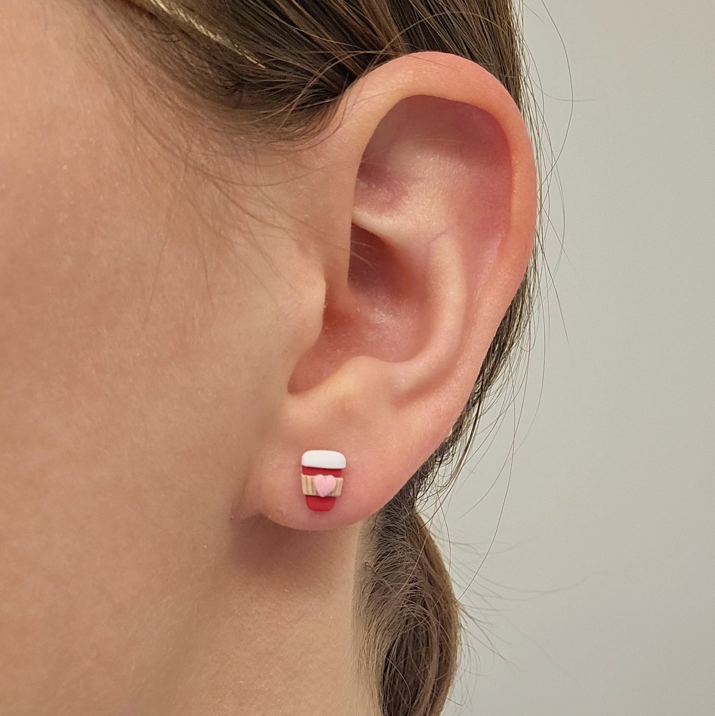 Valentine's Day Coffee Cup Kids Clay Earrings