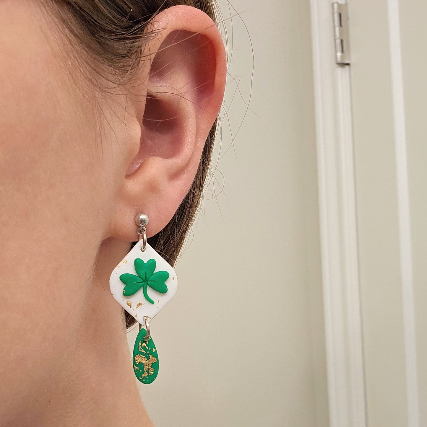 St. Patrick's Day Clover Polymer Clay Earrings