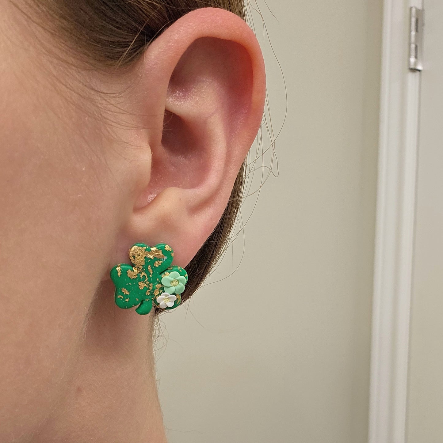 Handmade St. Patrick's Day Truck Clay Earrings