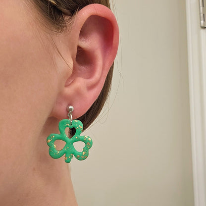 Handmade St. Patrick's Clover Clay Earrings