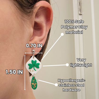 St. Patrick's Day Clover Polymer Clay Earrings