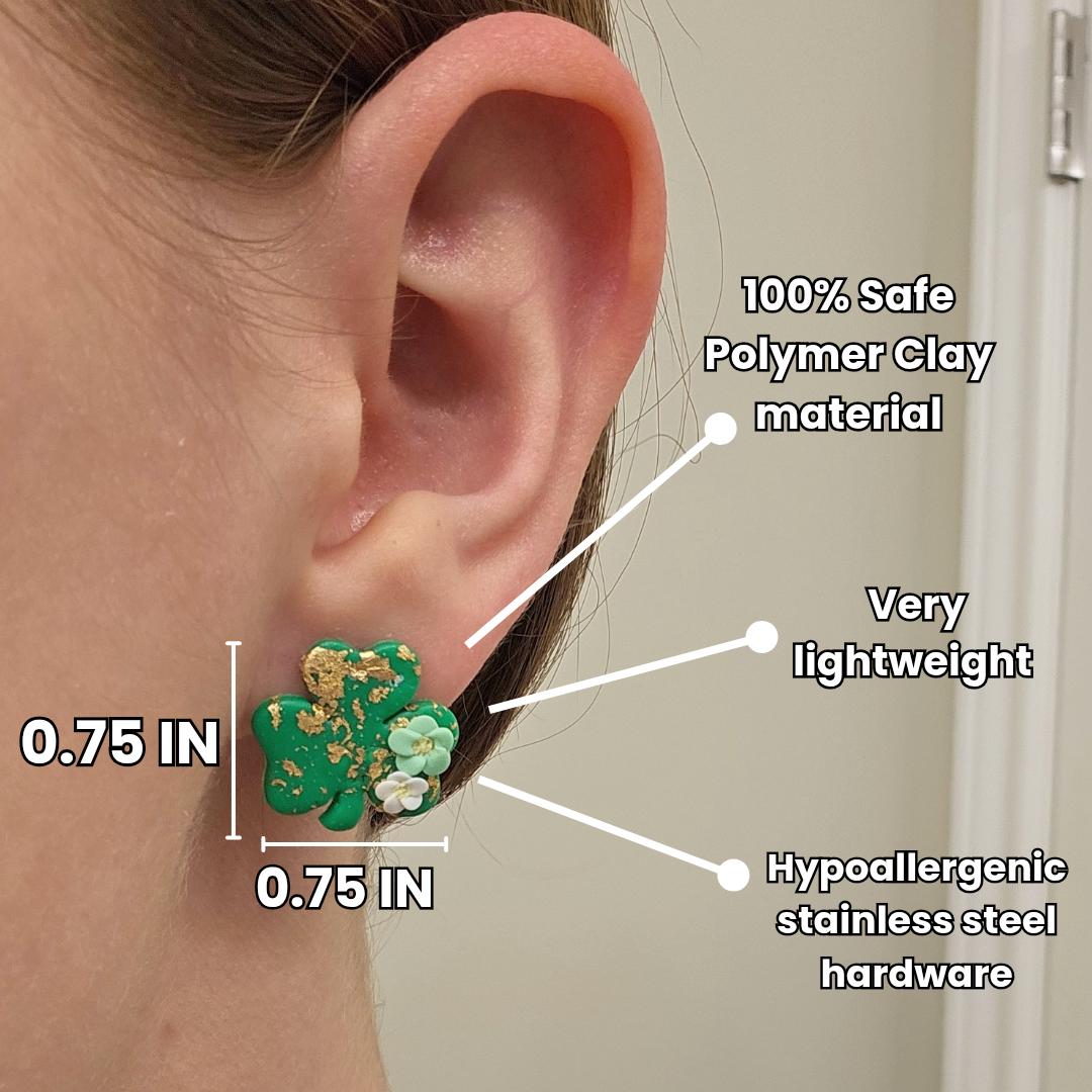 Handmade St. Patrick's Day Truck Clay Earrings