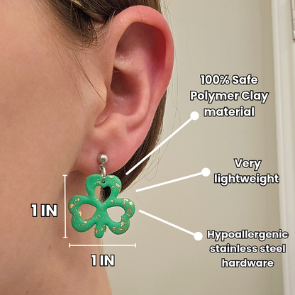 Handmade St. Patrick's Clover Clay Earrings