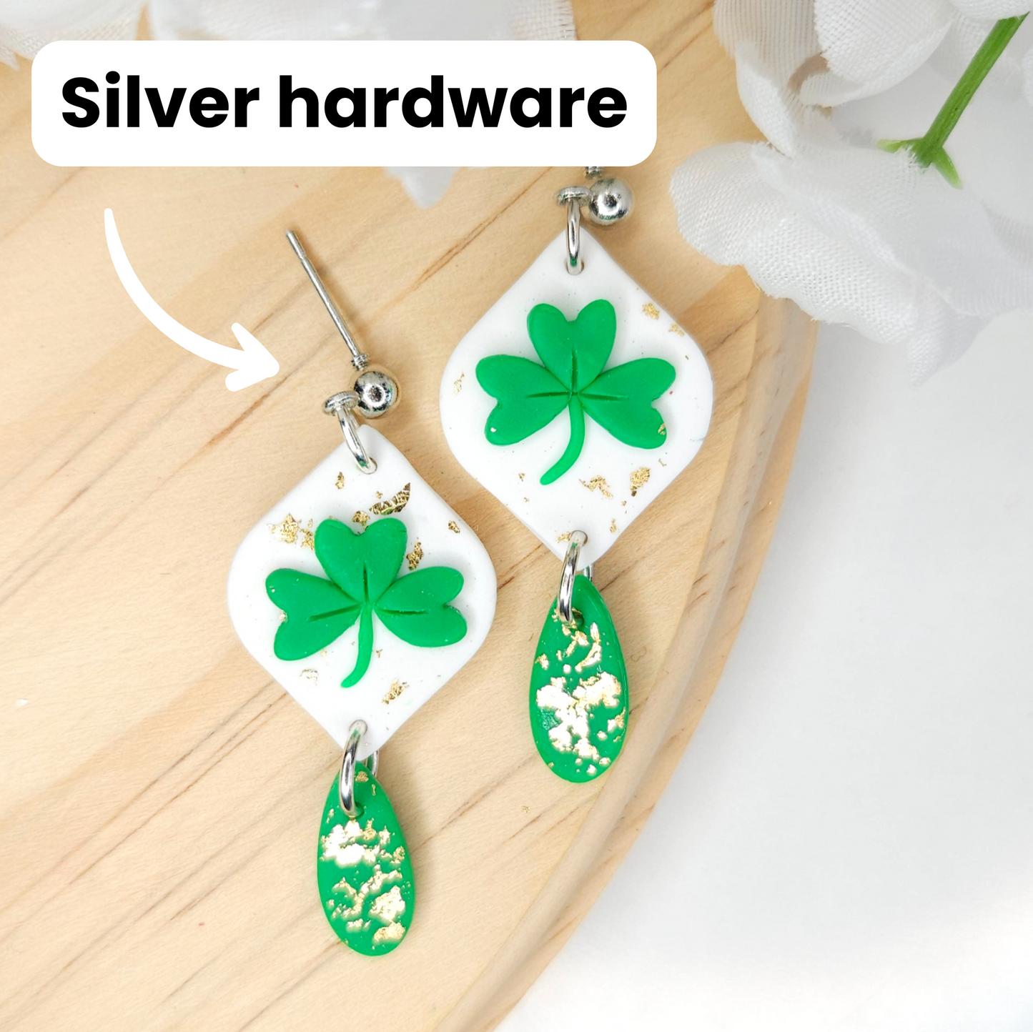 St. Patrick's Day Clover Polymer Clay Earrings