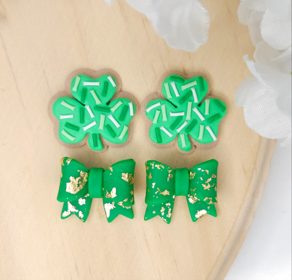 Handmade St. Patrick's Day Clay Stud Pack Earrings