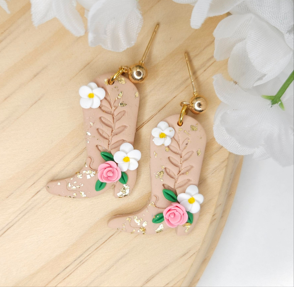 Cowboy Boots Easter Polymer Clay Earrings